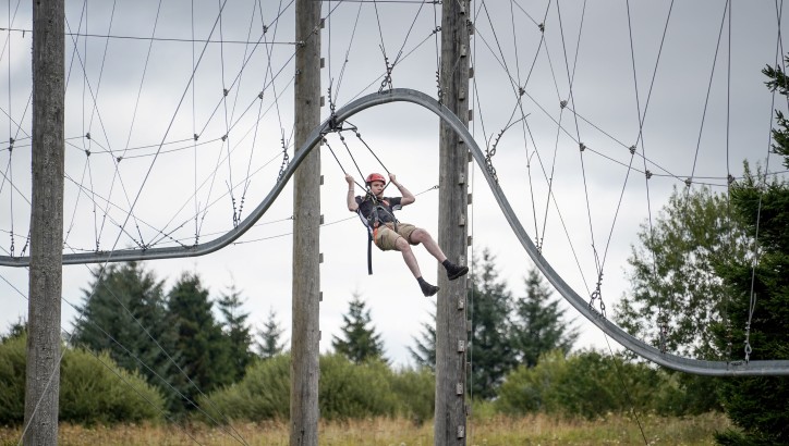 Zip wire at Calvert Kielder