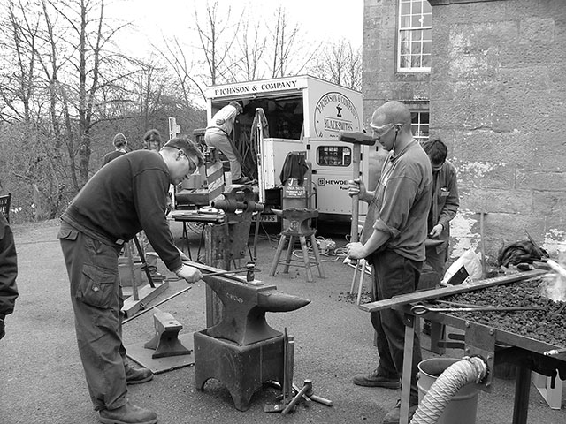 Blacksmithing equipment was borrowed from across the country for the 60 blacksmiths to use during the weekend event.